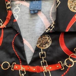 Melly M Black and Red Chain Pattern Top